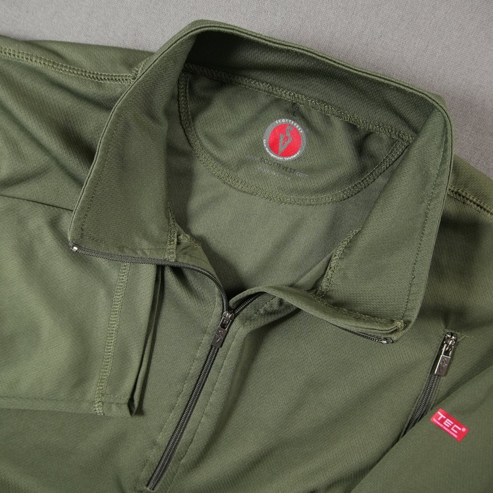 SCOTTEVEST TEC Performance 1/4 Zip Lightweight Green Mens Pullover XL